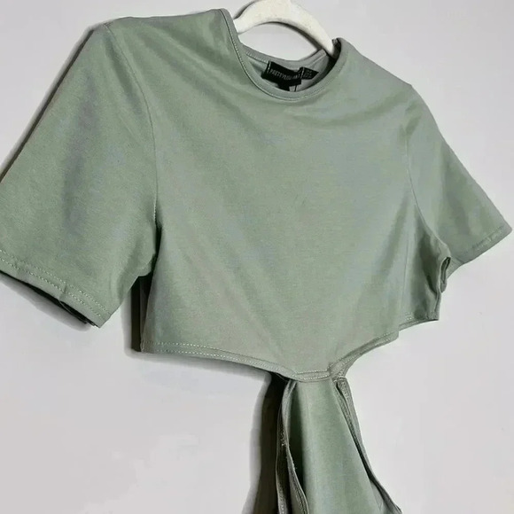 Petite Sage Green Cotton Cut Out Bodysuit - Picture 10 of 12